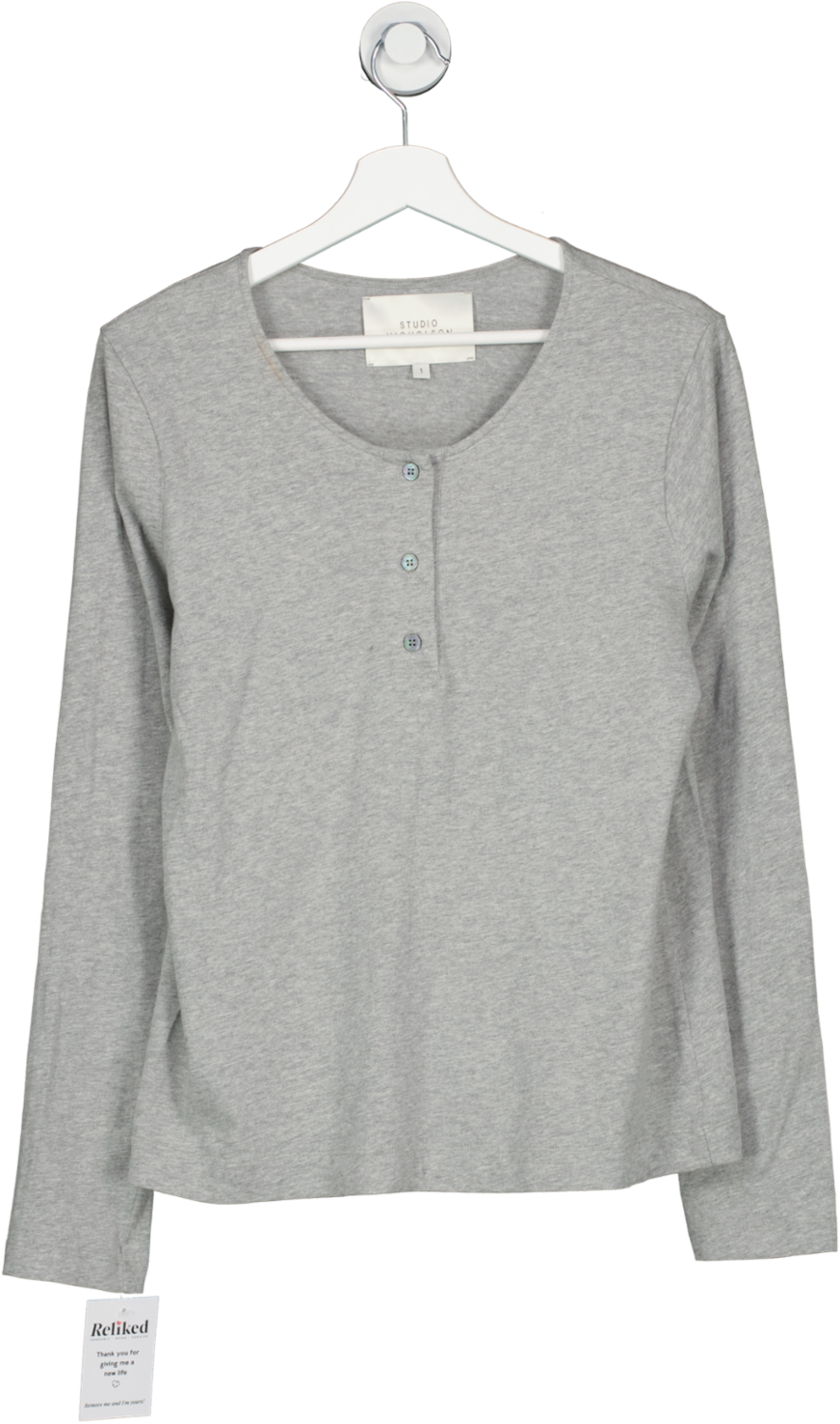 Studio Nicholson Grey Long Sleeve Cotton Top UK 10
