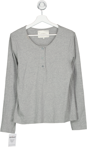 Studio Nicholson Grey Long Sleeve Cotton Top UK 10