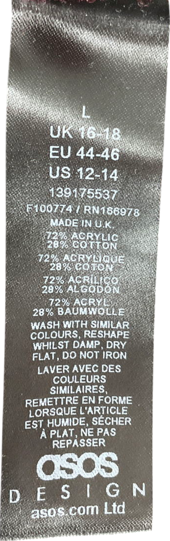 ASOS Red Knitted Crew Neck Cardigan UK L