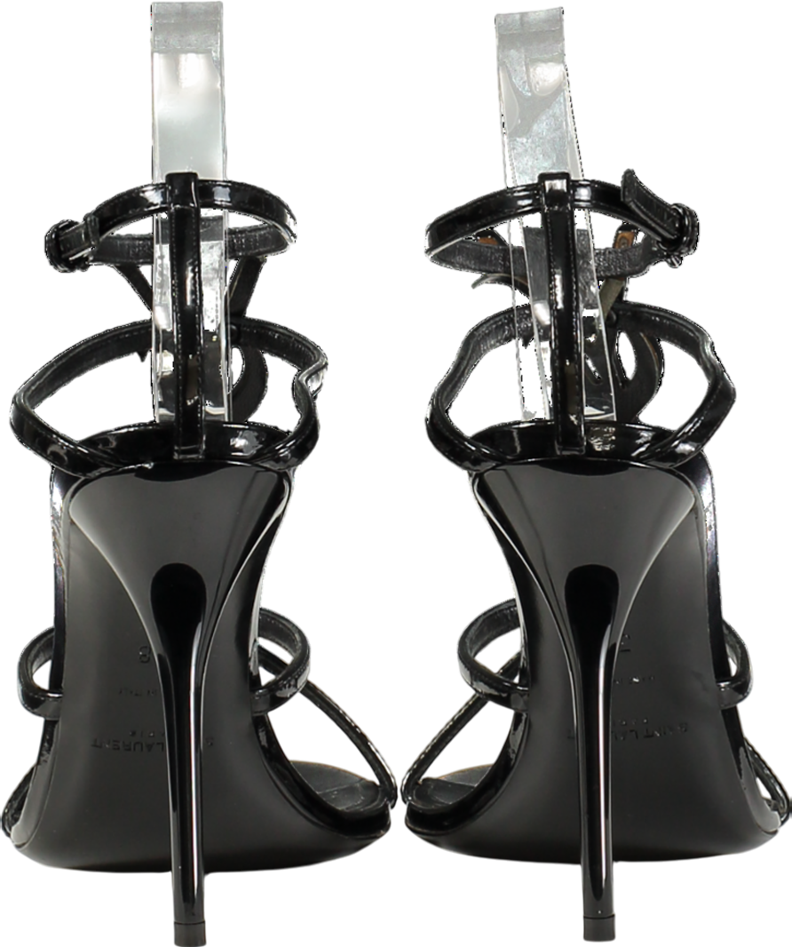 Saint Laurent Cassandra Sandals In Patent Leather Black UK 5 EU 38 👠