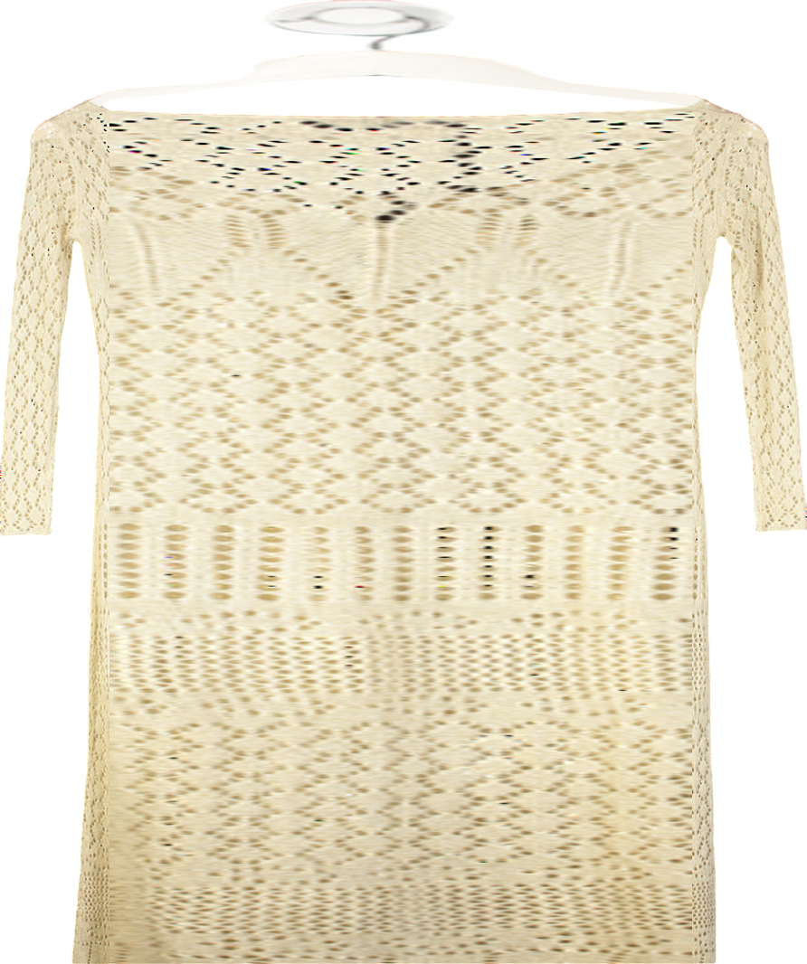 White Fox Metallic Something Special Long Sleeve Crochet Maxi Dress UK M