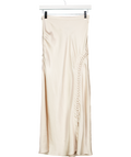 L'academie Nude Lightweight Satin Midi Skirt UK S
