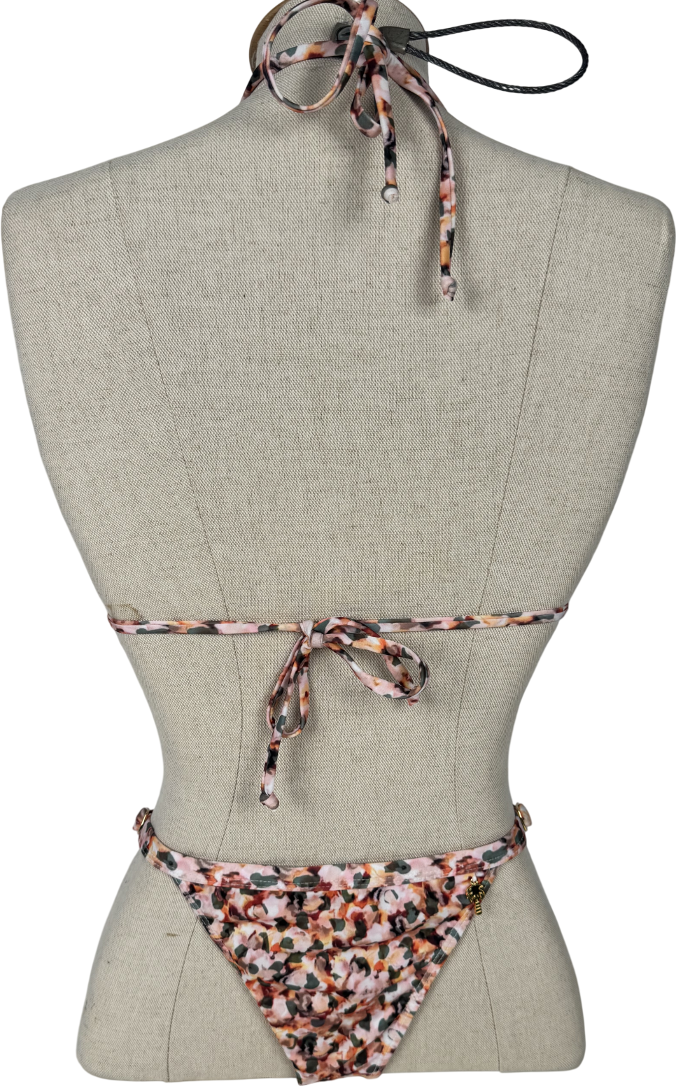 Grace Jacob Multicoloured Nelly Gold Palm Bikini  Set UK S/M