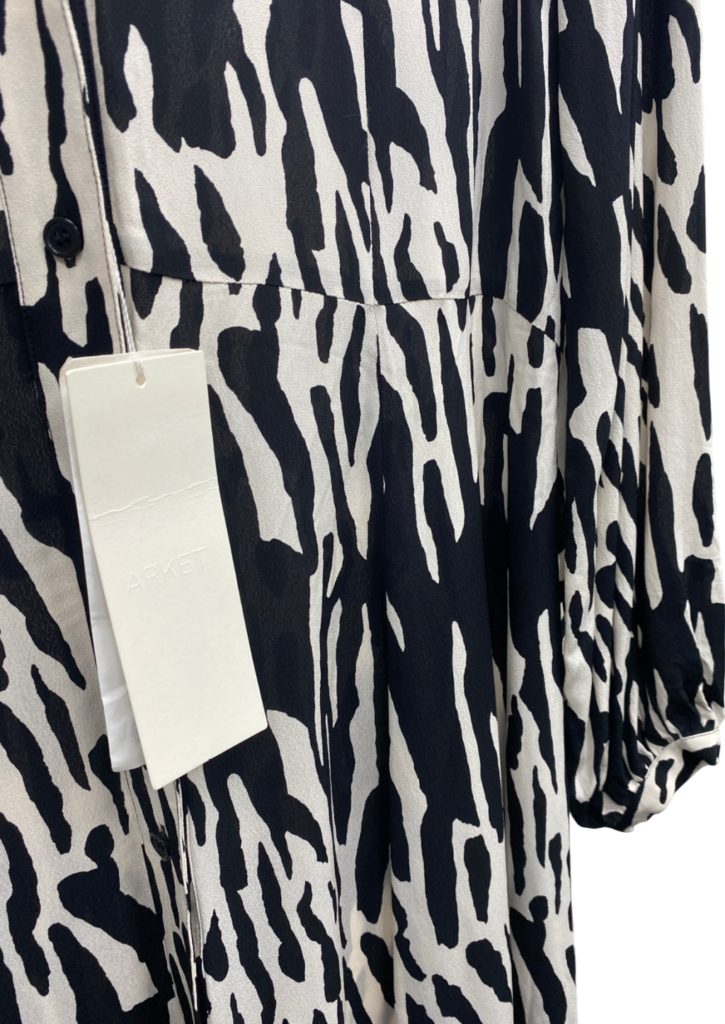 Arket Black A Line Print Dress UK 6