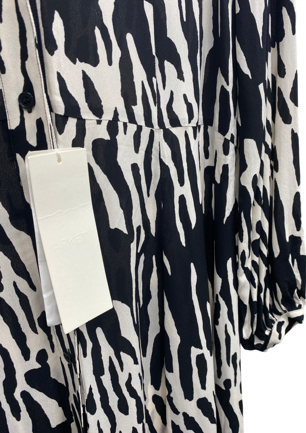 Arket Black A Line Print Dress UK 6