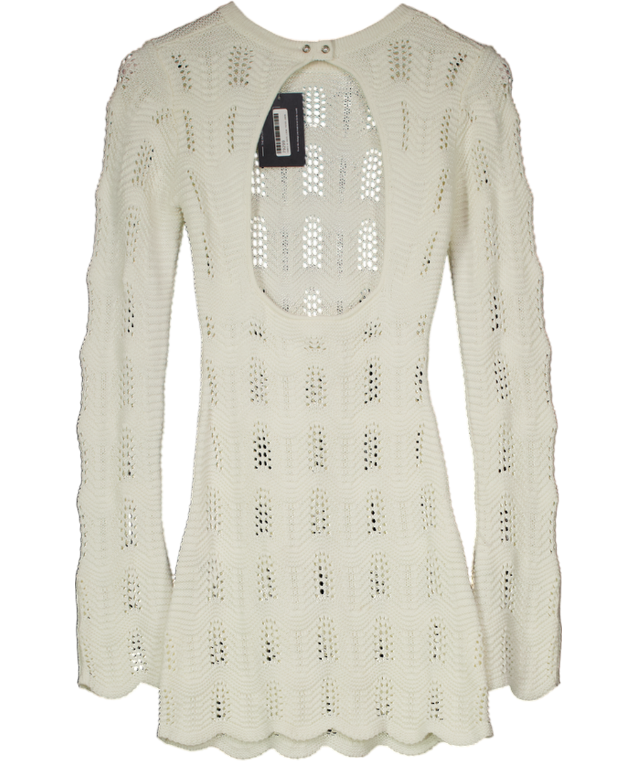 The Couture Club White Scallop Edge Knitted Mini Dress UK S