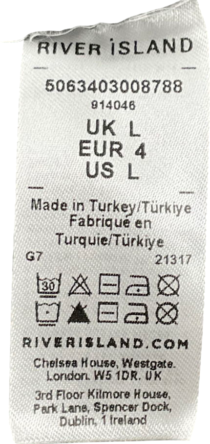 River Island Green Grey Knit Button Up Cardigan UK L