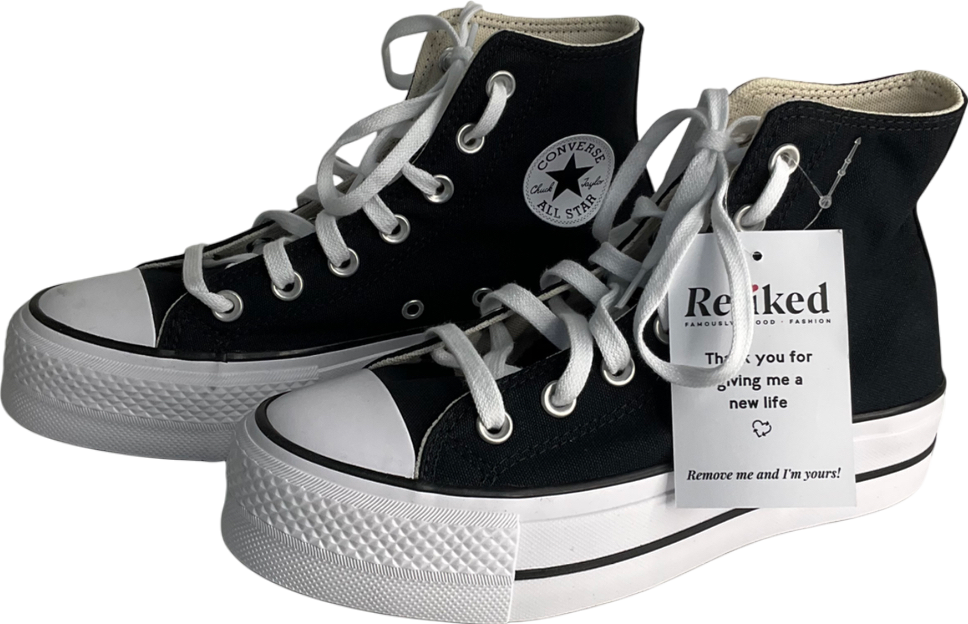 Converse All Star Lift Hi Trainers In Black & White UK 4 EU 37 👠