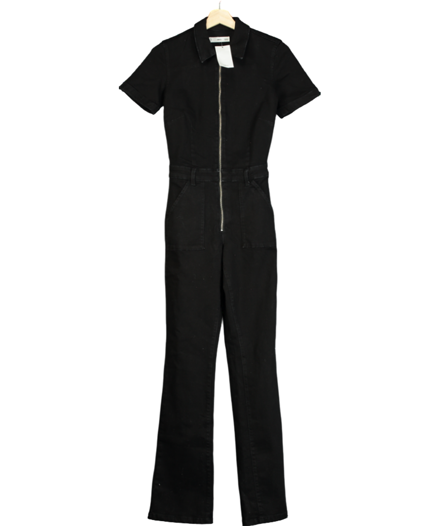 MANGO Black Denim Jumpsuit UK XS