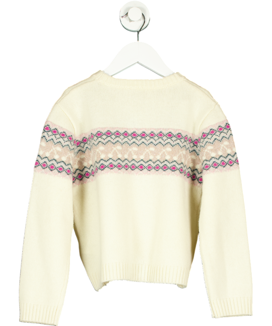 Bonpoint Cream Cherry Print Wool Sweater 8 Years