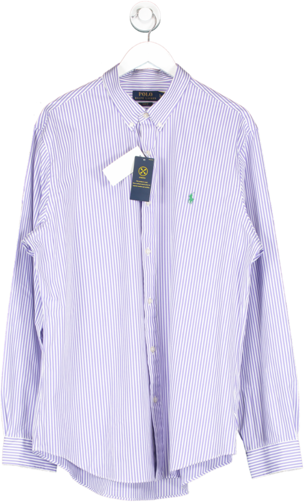 Polo Ralph Lauren White / Lilac  Slim Fit Striped Stretch Poplin Shirt BNWT UK XL