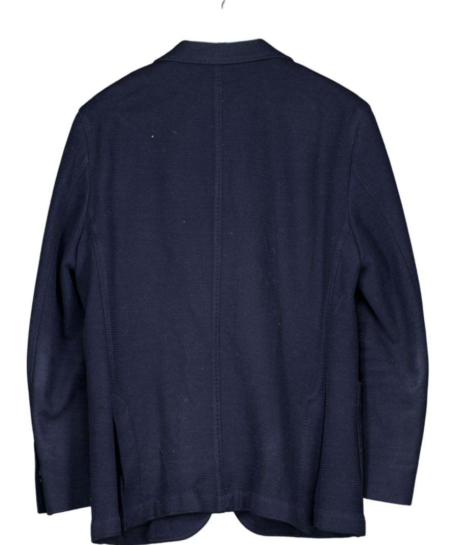 Massimo Dutti Navy Blue Cotton Jersey Blend Blazer UK 46" CHEST