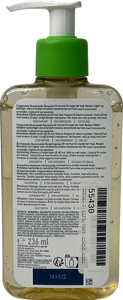 Cerave Hydrating Foaming Oil Cleanser With Squalane For Normal To Very Dry Skin 236ml