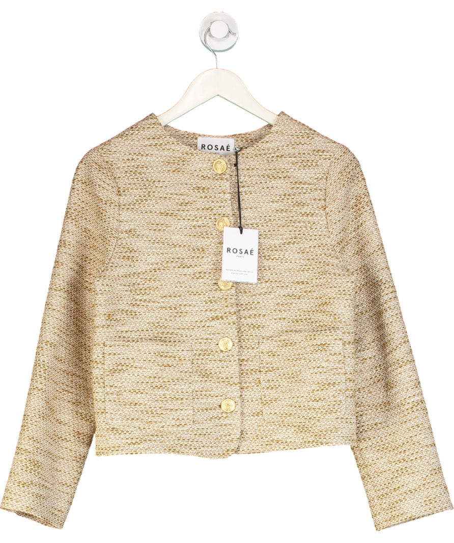 Rosae Paris Beige Le Gauthier Coffee Tweed Jacket UK 6