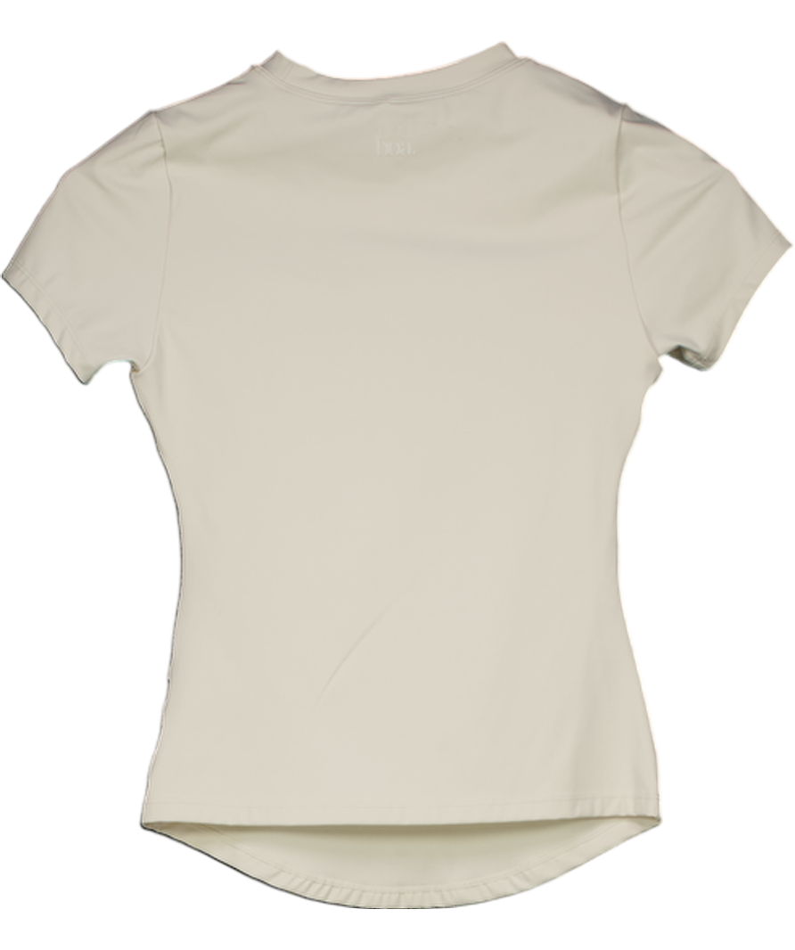BOA Cream Short Sleeve Activewear Top UK XS