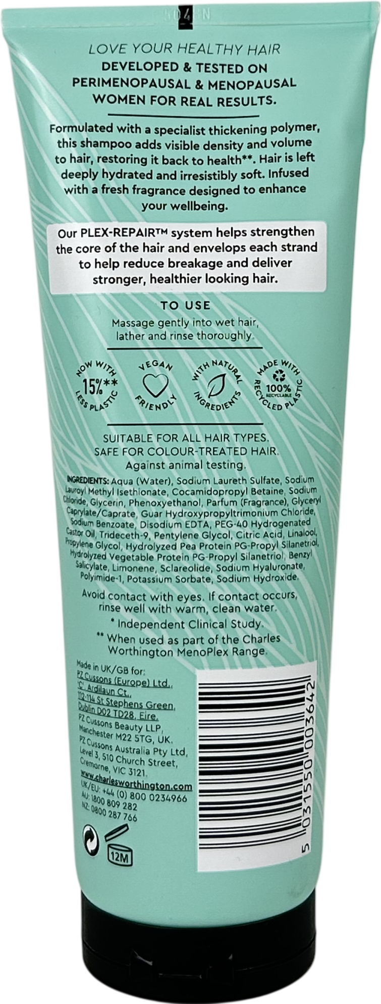 charles worthington Menoplex Volumising Shampoo 250ml