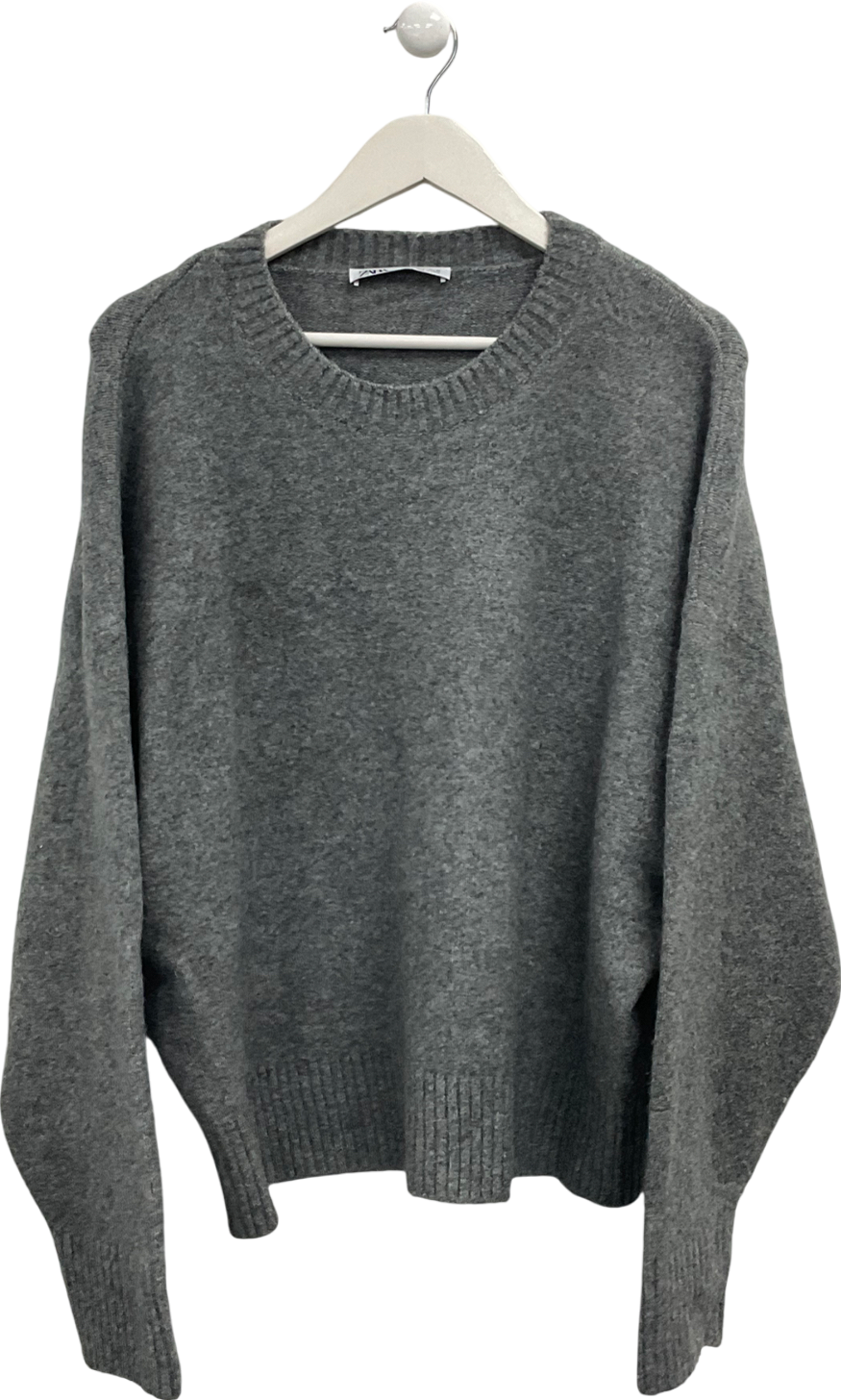 ZARA Grey Round Neck Jumper UK L