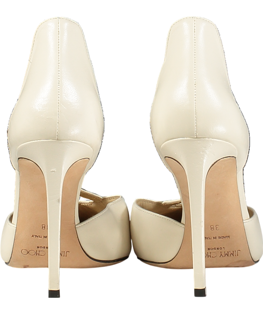 Jimmy Choo Cream Bee 100 Latte Crystal Nappa Pumps UK 5 EU 38 👠