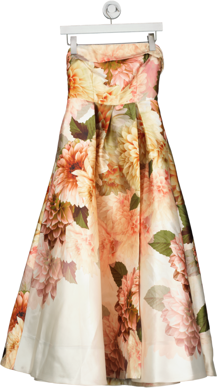 Karen Millen Multicoloured Garden Floral Maxi Split Prom Dress UK 6