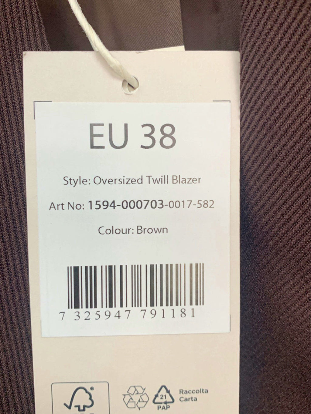 Na-kd Brown Oversized Twill Blazer EU 38 UK 12