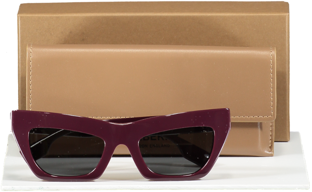Burberry Aubergine Be4405 Cat Eye-frame Acetate Sunglasses In Case & Box
