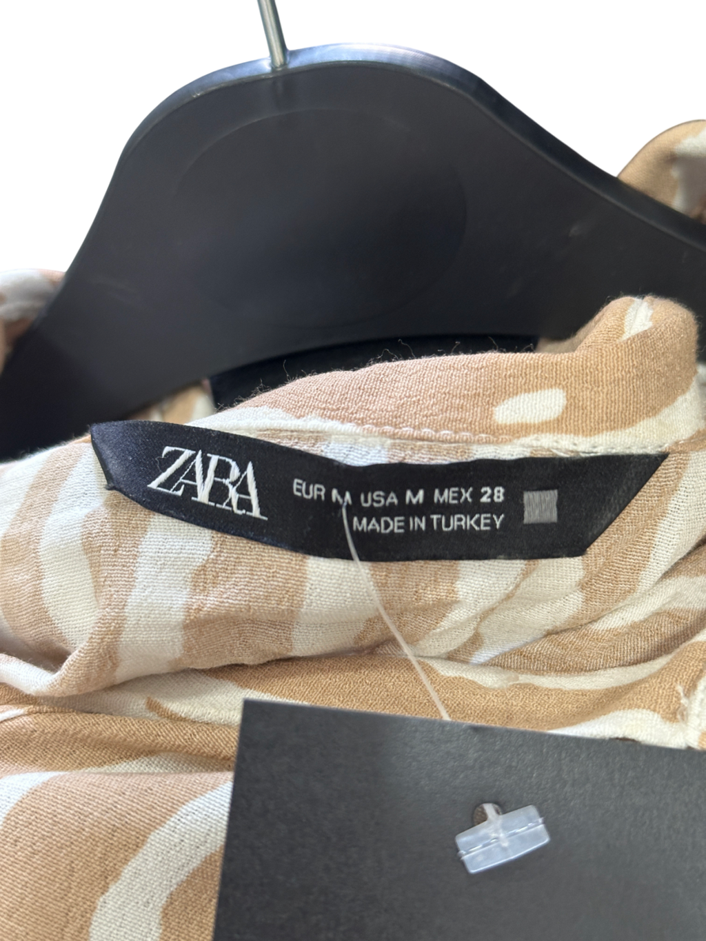 ZARA Beige Zebra Print Button Shirt UK M