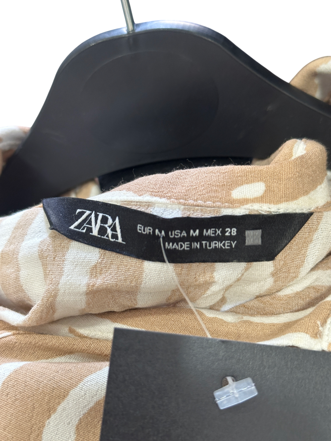 ZARA Beige Zebra Print Button Shirt UK M