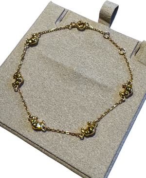 SUIHE 18k Yellow Gold Vermeil Over Sterling Silver Croissant Mini Charm Bracelet
