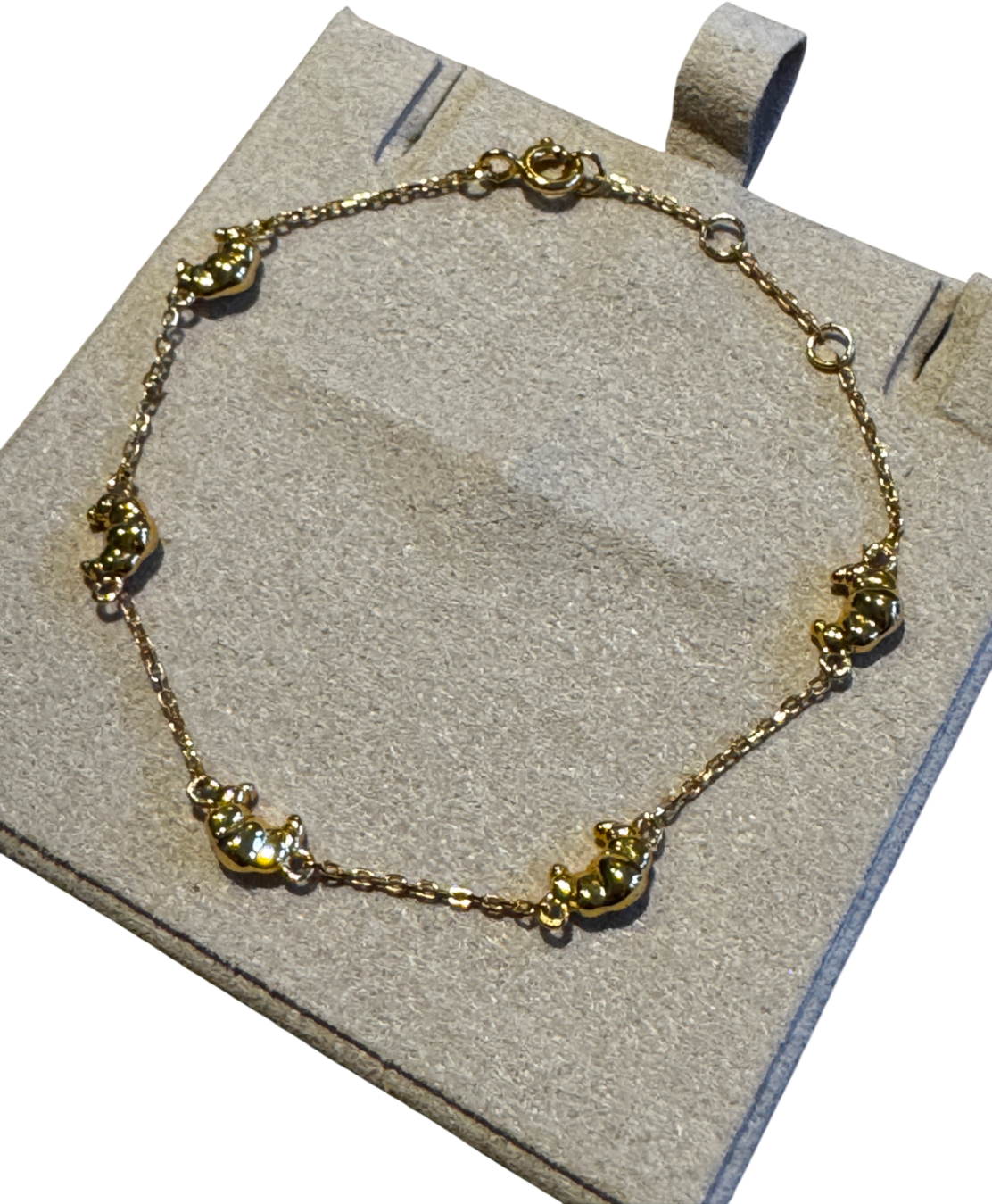 SUIHE 18k Yellow Gold Vermeil Over Sterling Silver Croissant Mini Charm Bracelet