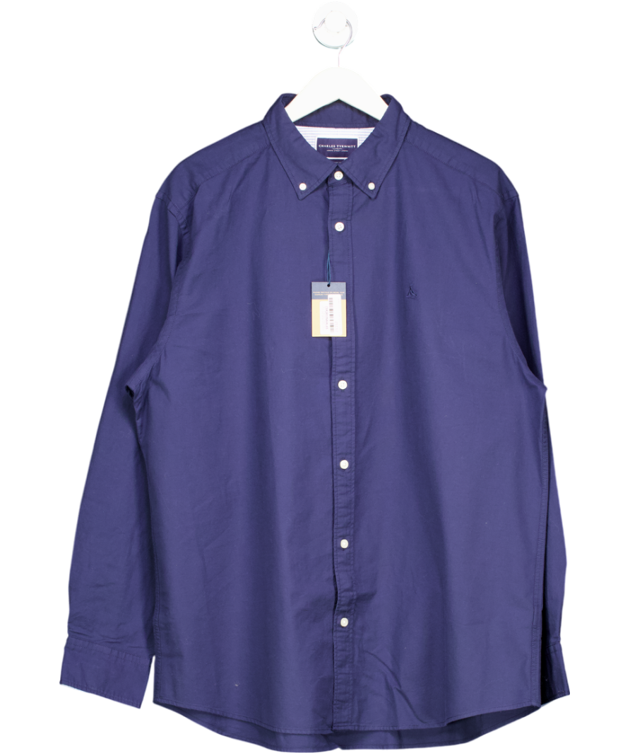 Charles Tyrwhitt Blue Stretch Oxford Shirt - Navy UK XL