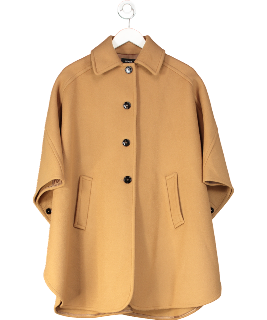 ME+EM Beige Camel Wool-blend Engineered Seam Cape Coat UK XS