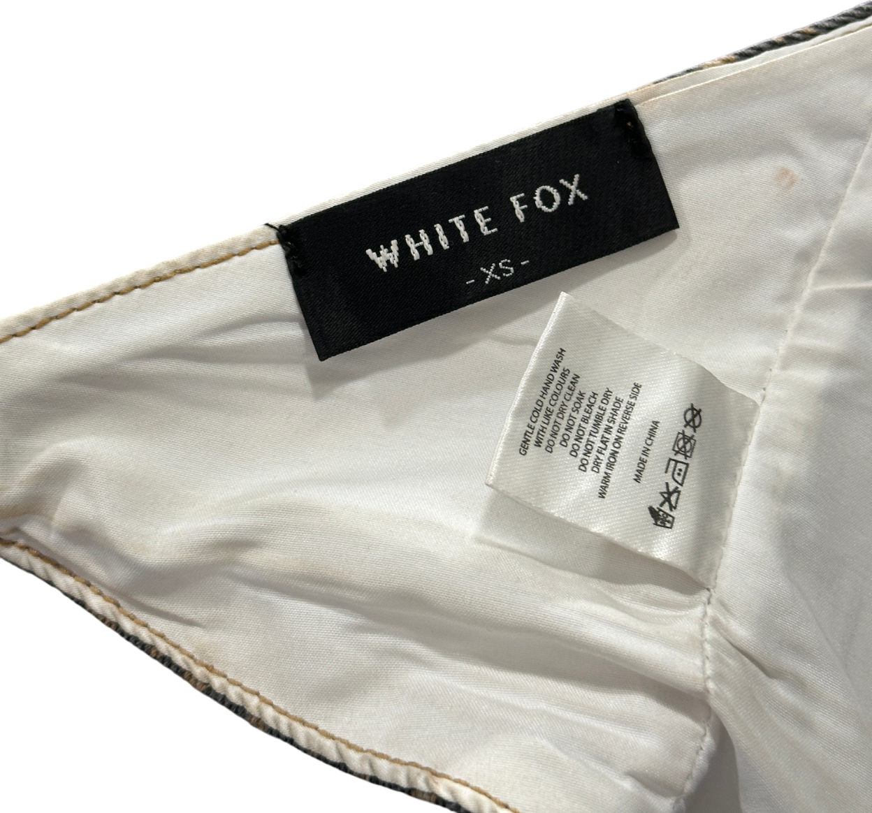 White Fox Brown 'holla At Me' Denim Leopard Print Top & Skirt Set UK XS