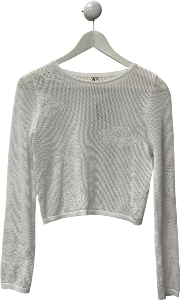 Issue 01 White Textured Knitted Top UK S