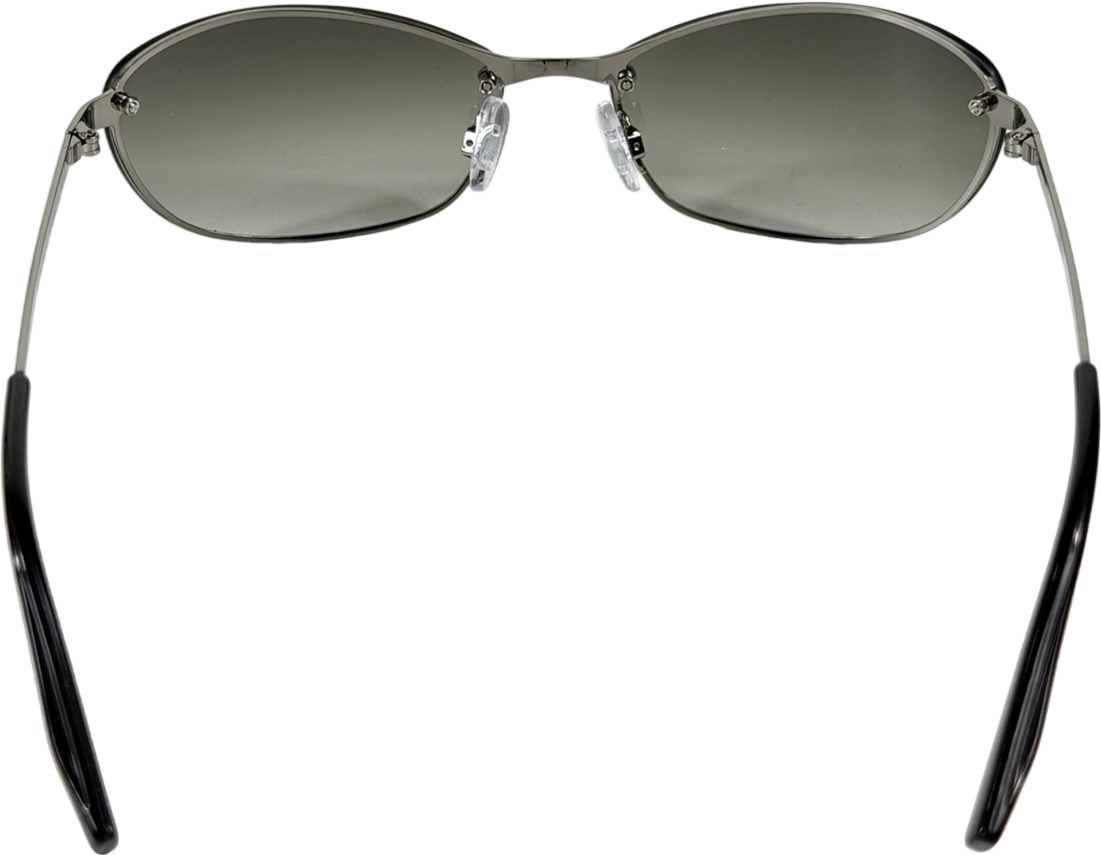 Weekday Green Oval Metal Frame Unisex Sunglasses One Size