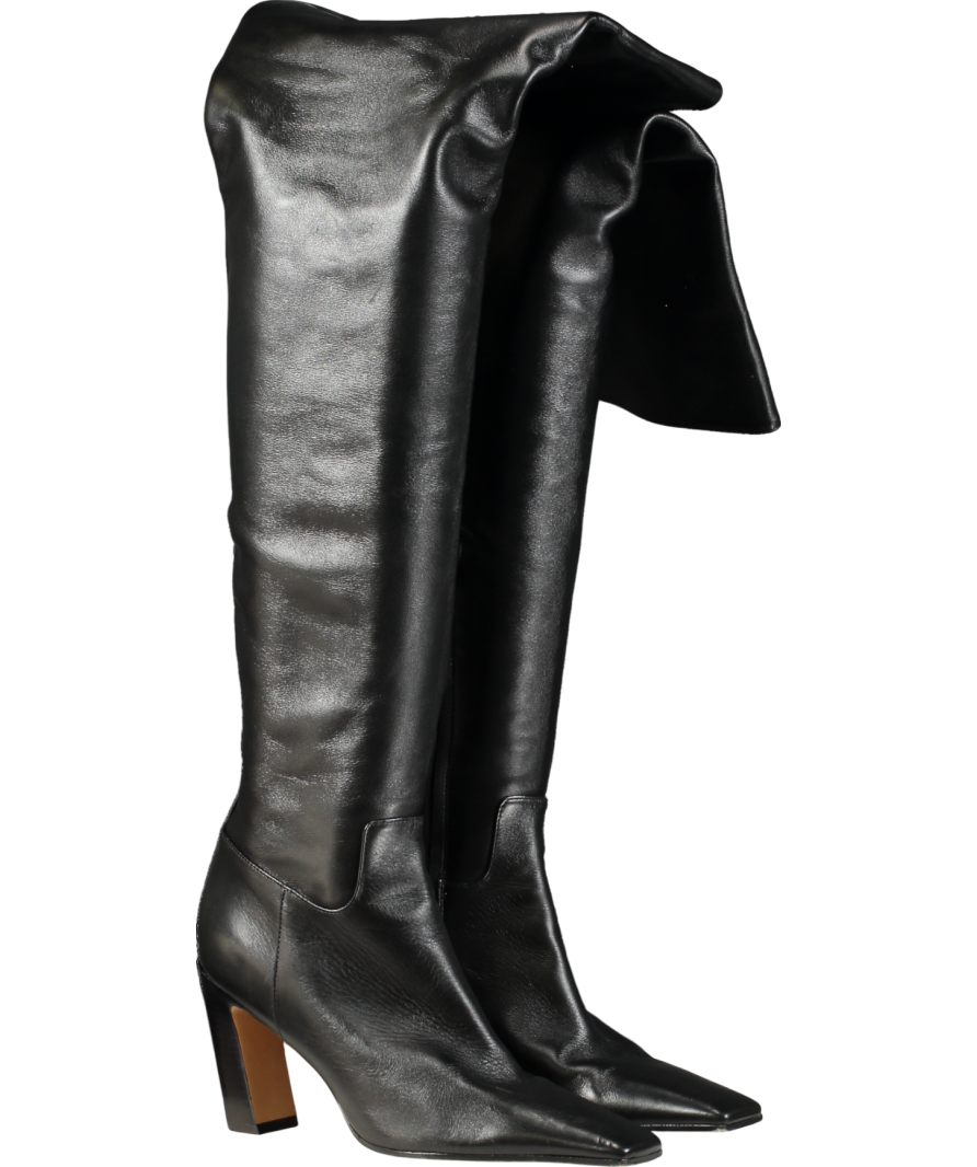 Khaite Black Leather Knee High Boots UK 5 EU 38 👠