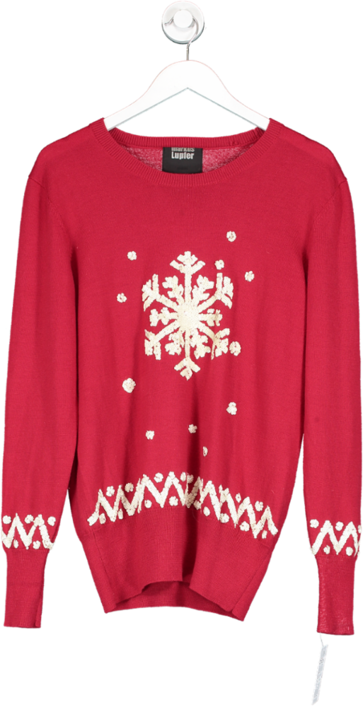 Markus Lupfer Red Snowflake Merino Wool Jumper UK M