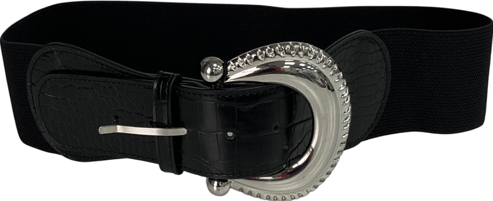 Nasty Gal Black Croc Vintage Buckle Waist Belt One Size