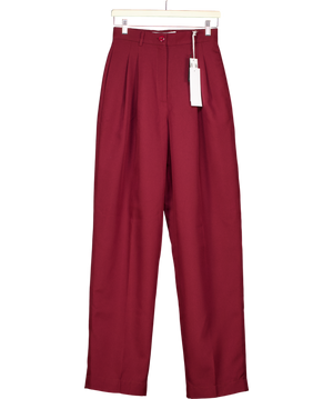 Tolu Coker Red Pleated Grain De Poudre Wide Leg Trousers UK S