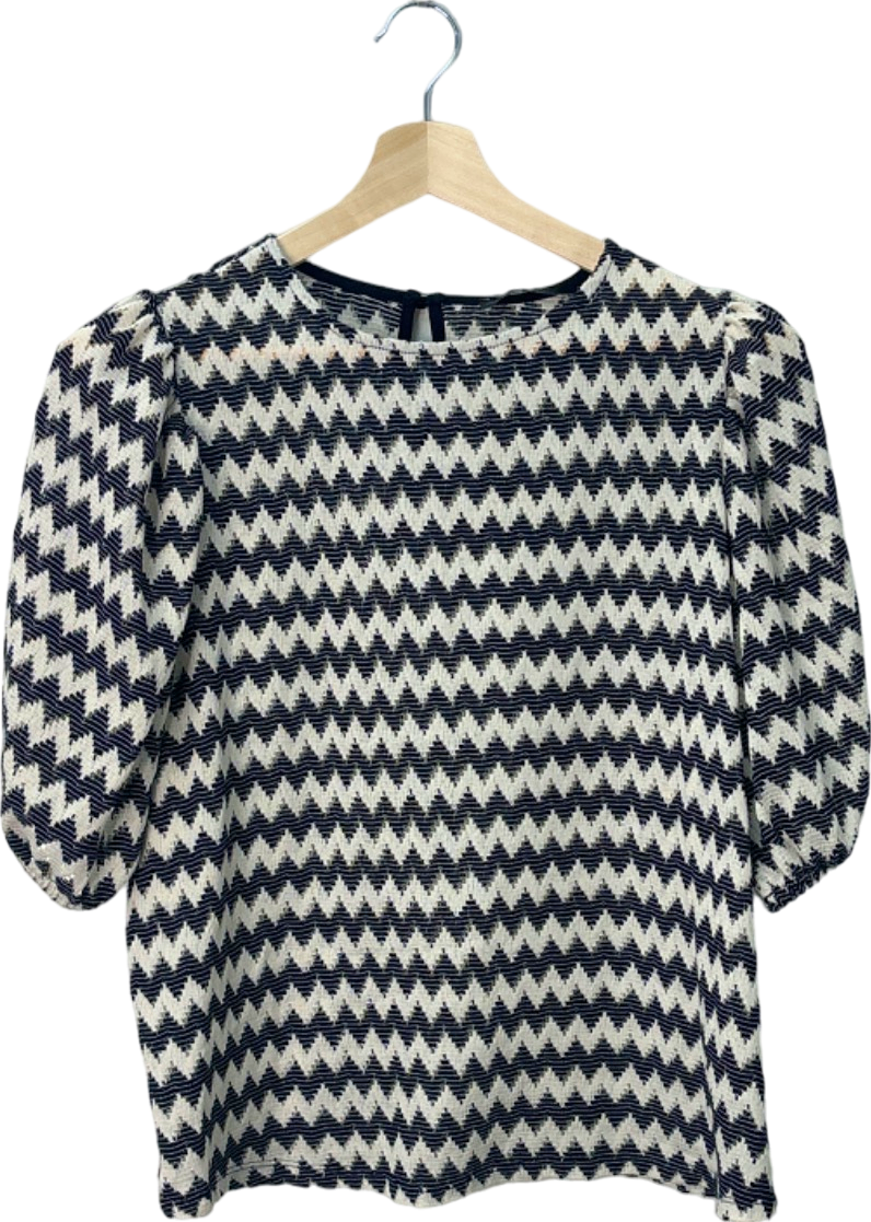 V By Very Black/White Zigzag Patterned Top UK 18