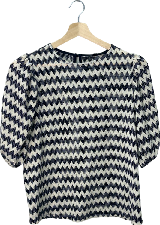 V By Very Black/White Zigzag Patterned Top UK 18