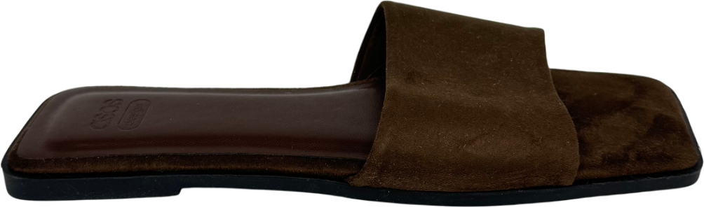 ASOS Brown Ig Square Toe Flat Mule Sandals In Chocolate UK 7 EU 40 👠