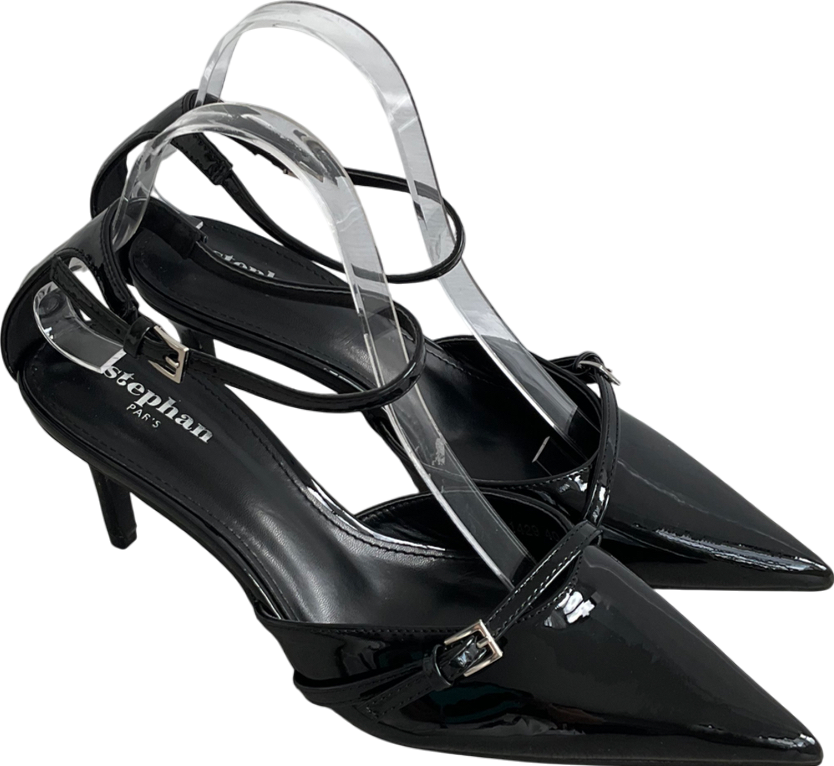 Stephan Black Varnish Pumps With Cross Straps UK 7 EU 40 👠