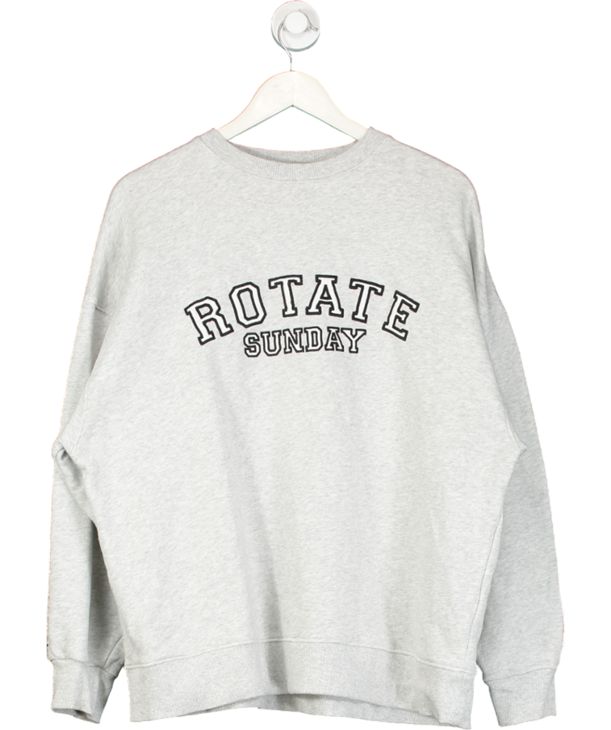 Rotate Birger Christensen Grey Oversize Rotate Sunday Logo Embroidered Sweatshirt UK XS
