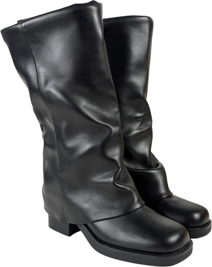 ASOS Black Carrie Fold Over Slouch Boot UK 5 EU 38