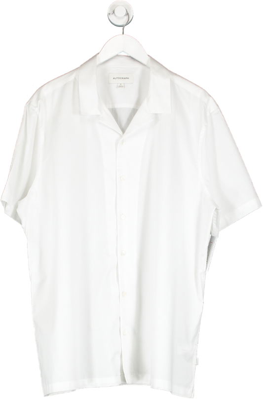 Autograph White Cotton Rich Cuban Collar Shirt UK XL