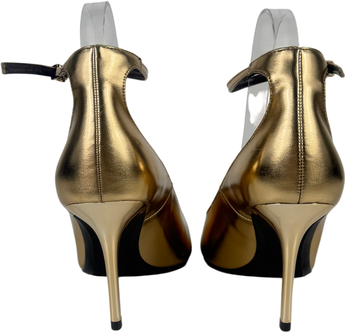 ZARA Gold Effect High-heel Shoes UK 7 EU 40
