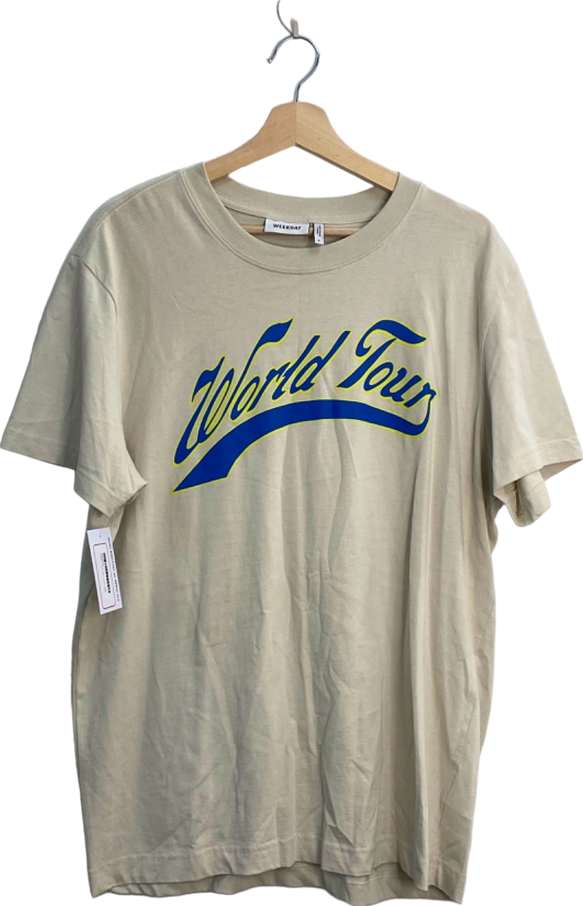 Weekday Beige World Tour T-Shirt UK M
