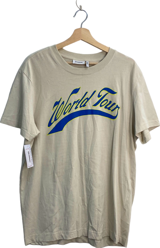 Weekday Beige World Tour T-Shirt UK M