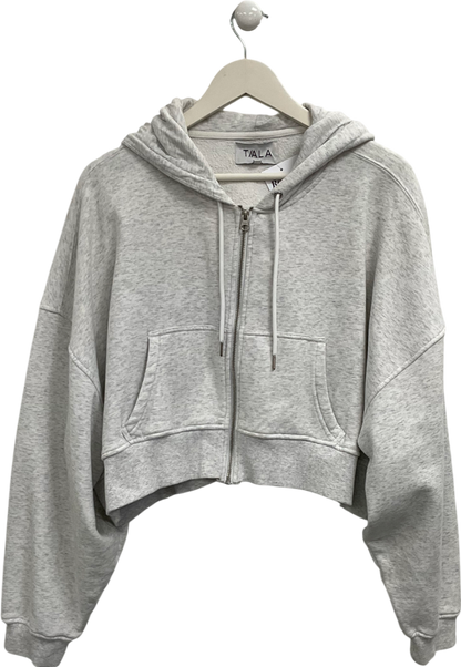 T/ALA Grey Cropped Zip Through Hoodie UK XL