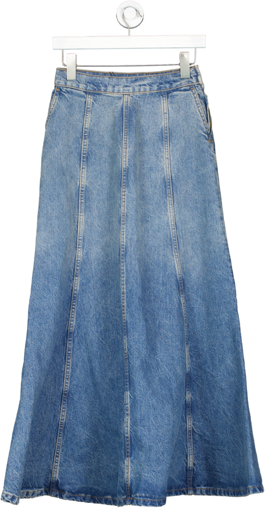 ZARA Blue Long Denim Skirt UK XS